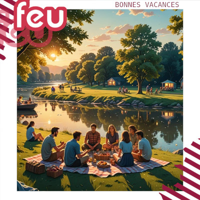 Un groupe d'amis pique-nique au bord du Doubs
