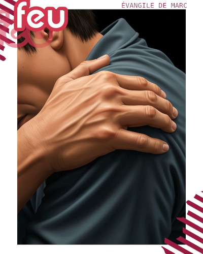 une main posée sur l'épaule d'un homme qui a la tête baissée