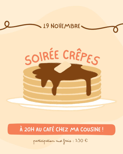 Dessin d'une pile de crêpes et recouvertes de pâte à tartiner