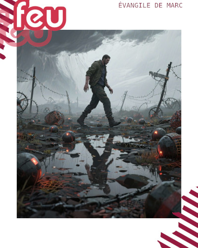 un homme traverse sans crainte un champ miné et piégé