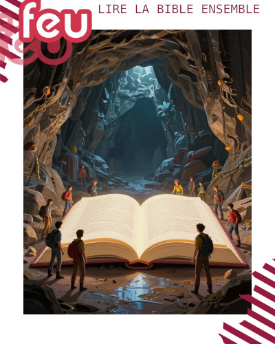 des explorateurs découvrent un livre géant au fond d'une grotte